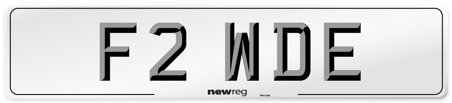 F2 WDE Number Plate from New Reg